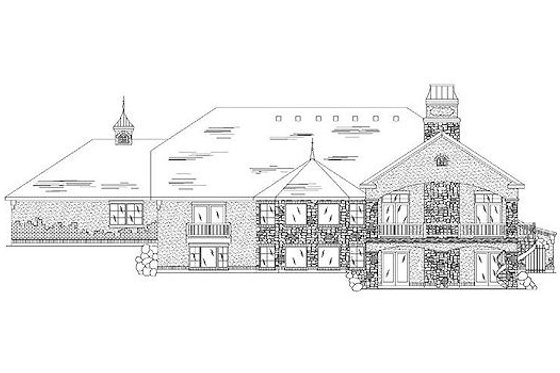 Exterior - Rear Elevation for European House Plan #5-353 - 4 bed, 4.5 bath