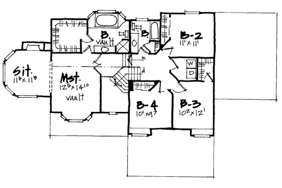 Floor Plan - Upper Floor for European House Plan #308-215 - 4 bed, 2.5 bath