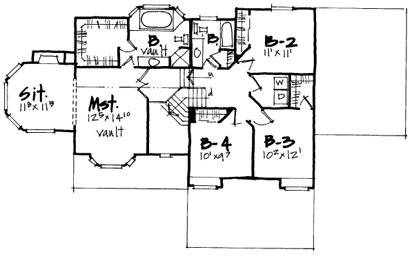 Floor Plan - Upper Floor for European House Plan #308-215 - 4 bed, 2.5 bath