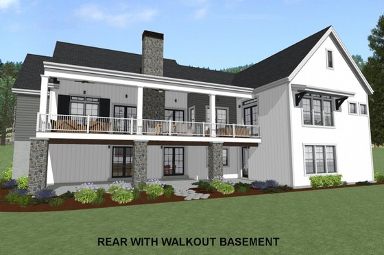 Exterior - Rear Elevation for Country House Plan #1069-3 - 3 bed, 3 bath