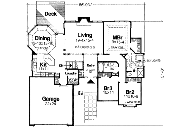 House Blueprint - Floor Plan - Main Floor for Traditional House Plan #334-113 - 3 bed, 2 bath