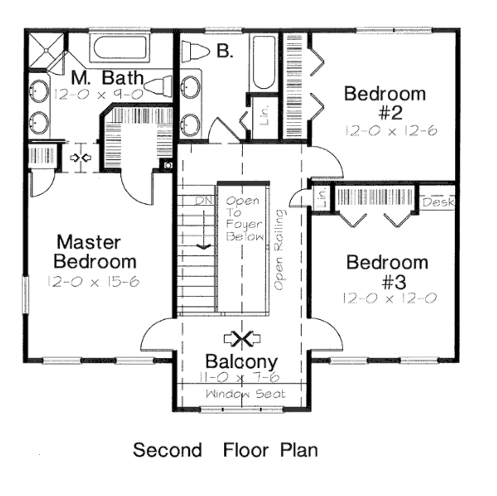 Floor Plan - Upper Floor for Country House Plan #312-626 - 3 bed, 2.5 bath