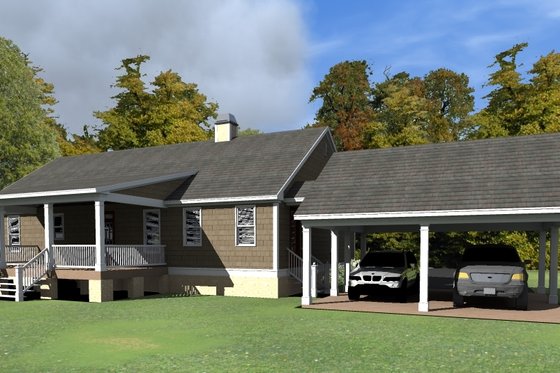 Exterior - Rear Elevation for Cottage House Plan #63-399 - 3 bed, 2 bath