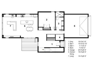 Floor Plan - Main Floor for Modern House Plan #497-28 - 2 bed, 2 bath