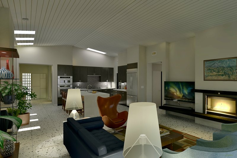 Architectural House Design - Interior - Family Room for Ranch House Plan #489-3 - 4 bed, 2.5 bath