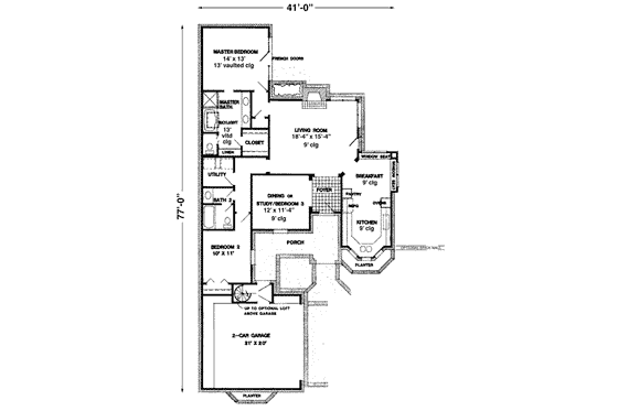 Floor Plan - Main Floor for European House Plan #410-341 - 2 bed, 2 bath
