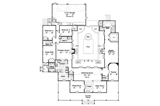 Floor Plan - Main Floor for Southern House Plan #417-378 - 4 bed, 3.5 bath