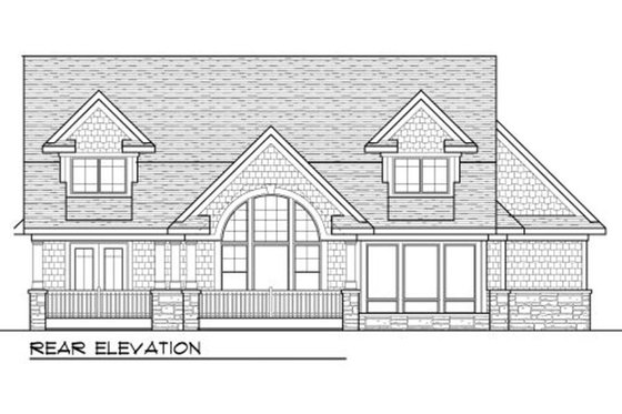 Exterior - Rear Elevation for Craftsman House Plan #70-995 - 4 bed, 4 bath