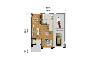 Floor Plan - Main Floor for Contemporary House Plan #25-4881 - 3 bed, 1.5 bath