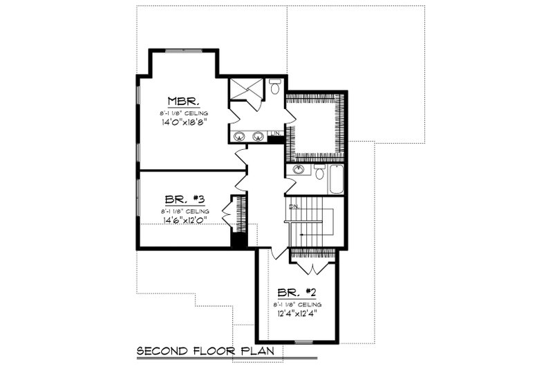 Architectural House Design - Floor Plan - Upper Floor for Craftsman House Plan #70-1228 - 3 bed, 3 bath