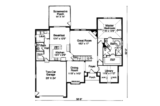 Floor Plan - Main Floor for Southern House Plan #46-325 - 4 bed, 3.5 bath