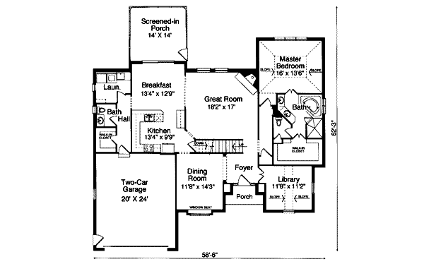 House Blueprint - Southern Floor Plan - Main Floor Plan #46-325