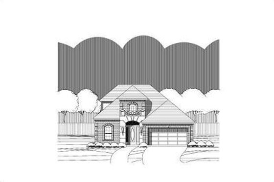 Exterior - Front Elevation for European House Plan #411-325 - 3 bed, 2.5 bath