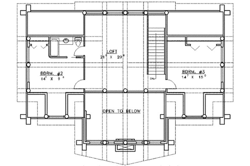 Home Plan - Floor Plan - Upper Floor for Log House Plan #117-101 - 3 bed, 3 bath