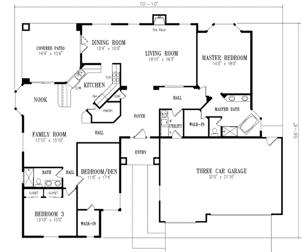 Adobe / Southwestern Style House Plan - 3 Beds 2 Baths 2387 Sq/Ft Plan ...