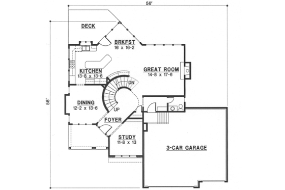 Floor Plan - Main Floor 1 for European House Plan #67-128 - 4 bed, 3.5 bath