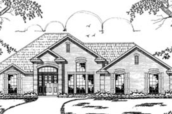 Exterior - Front Elevation for European House Plan #42-136 - 4 bed, 2 bath