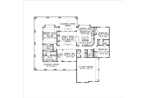 Floor Plan - Main Floor for Farmhouse House Plan #54-419 - 3 bed, 2.5 bath