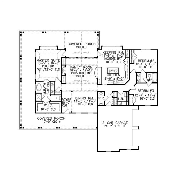 Architectural House Design - Farmhouse Floor Plan - Main Floor Plan #54-419