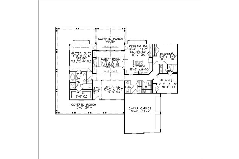 Architectural House Design - Floor Plan - Main Floor for Farmhouse House Plan #54-419 - 3 bed, 2.5 bath