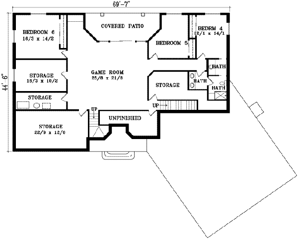 Ranch Floor Plan - Lower Floor Plan #1-1469