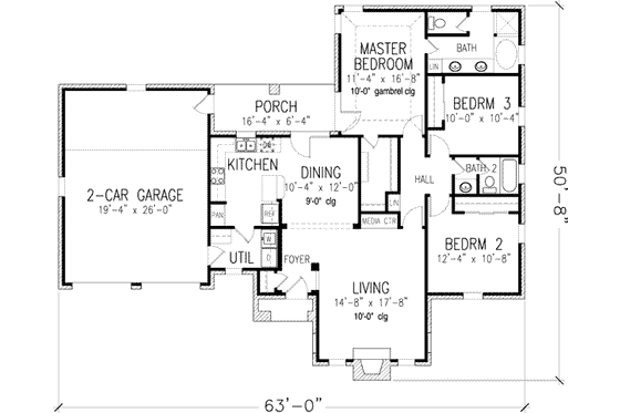 Floor Plan - Main Floor for European House Plan #410-294 - 3 bed, 2.5 bath