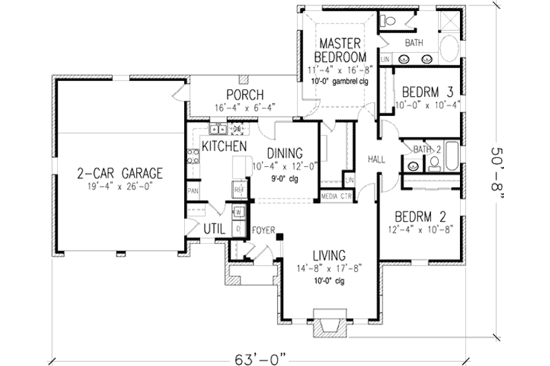 Home Plan - Floor Plan - Main Floor for European House Plan #410-294 - 3 bed, 2.5 bath