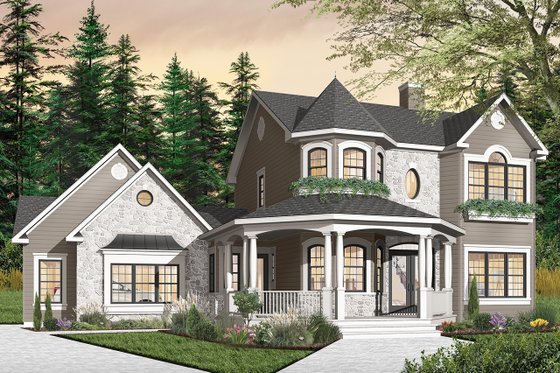 Exterior - Front Elevation 4 for Victorian House Plan #23-749 - 3 bed, 2.5 bath