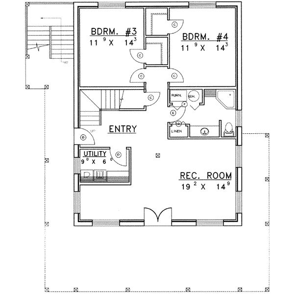 Architectural House Design - Log Floor Plan - Lower Floor Plan #117-409
