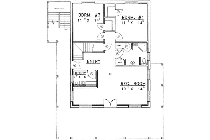 Dream House Plan - Floor Plan - Lower Floor for Log House Plan #117-409 - 4 bed, 3 bath