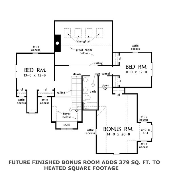 House Plan Design - Cottage Floor Plan - Upper Floor Plan #929-1066