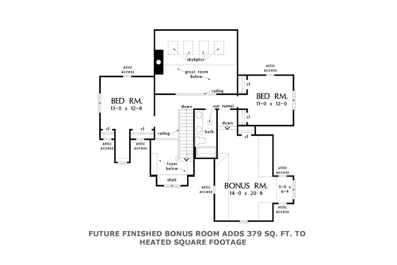 Home Plan - Floor Plan - Upper Floor for Cottage House Plan #929-1066 - 3 bed, 2.5 bath