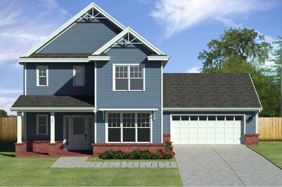 Exterior - Front Elevation 4 for Country House Plan #497-66 - 3 bed, 2.5 bath