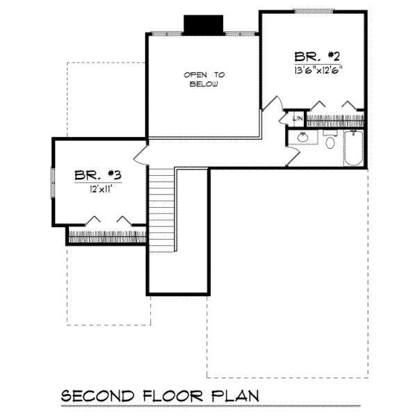 Traditional Floor Plan - Upper Floor Plan #70-198