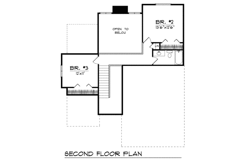 Home Plan - Floor Plan - Upper Floor for Traditional House Plan #70-198 - 3 bed, 2.5 bath