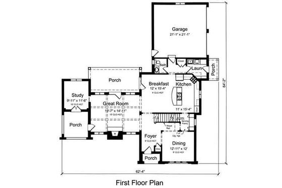 Floor Plan - Main Floor for European House Plan #46-486 - 4 bed, 3.5 bath