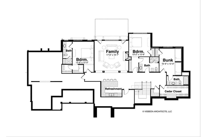 Dream House Plan - Floor Plan - Lower Floor for Farmhouse House Plan #928-444 - 4 bed, 4.5 bath