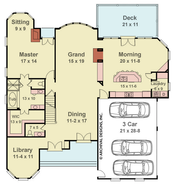 Home Plan - Floor Plan - Main Floor for European House Plan #119-223 - 5 bed, 3 bath