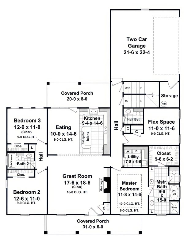 House Design - Country Floor Plan - Main Floor Plan #21-624