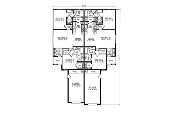 Floor Plan - Main Floor for Country House Plan #42-376 - 2 bed, 2 bath