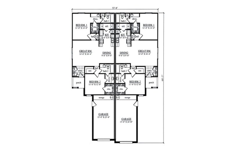 Dream House Plan - Floor Plan - Main Floor for Country House Plan #42-376 - 2 bed, 2 bath
