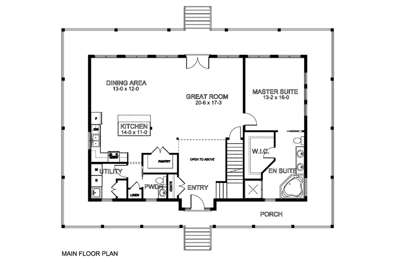 House Design - Floor Plan - Main Floor for Country House Plan #126-289 - 3 bed, 3.5 bath