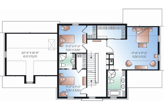 Floor Plan - Upper Floor for Colonial House Plan #23-2260 - 3 bed, 2.5 bath