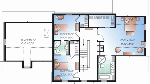 House Plan Design - Colonial Floor Plan - Upper Floor Plan #23-2260