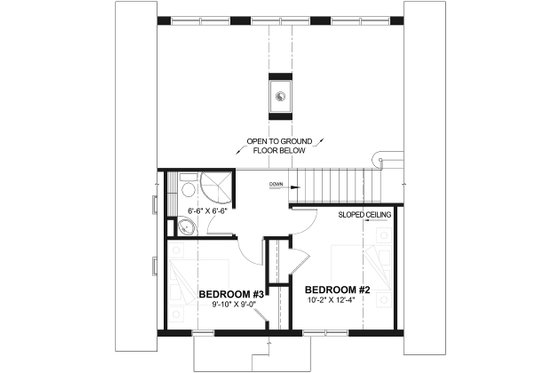 Floor Plan - Upper Floor for Contemporary House Plan #23-2629 - 3 bed, 2 bath