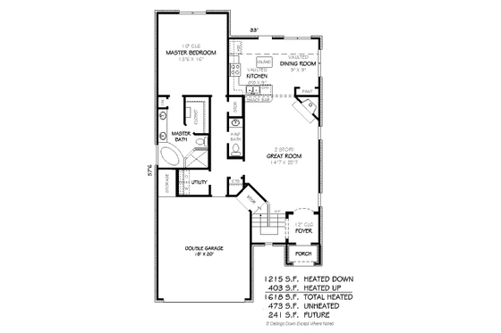 Floor Plan - Main Floor for European House Plan #424-38 - 3 bed, 2.5 bath