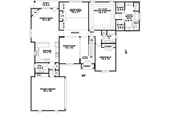 Floor Plan - Main Floor for European House Plan #81-1194 - 4 bed, 3 bath
