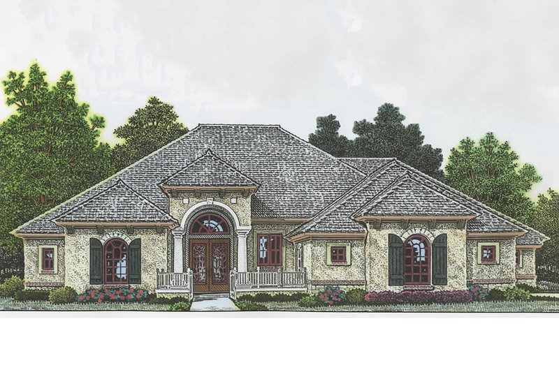 Dream House Plan - Mediterranean Exterior - Front Elevation Plan #310-979