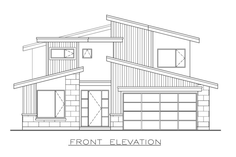 House Blueprint - Exterior - Front Elevation 3 for Contemporary House Plan #1100-97 - 3 bed, 2.5 bath