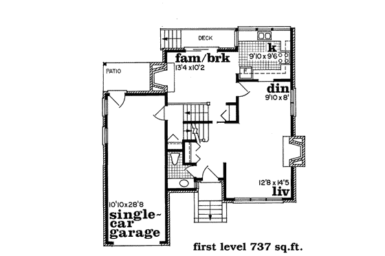 Floor Plan - Main Floor for European House Plan #47-449 - 3 bed, 3 bath